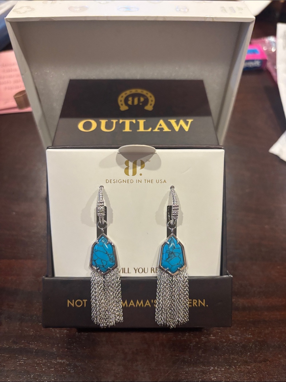 Outlaw: Bulletproof Belle Silver & Turquoise Tassel Drop Earrings